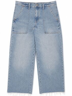 DAZE Pleaser Patch Pocket Jeans Size 30 High Rise Wide Leg Raw Hem
